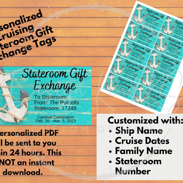 Anchor Stateroom/Cabin Cruise Gift Exchange Tags