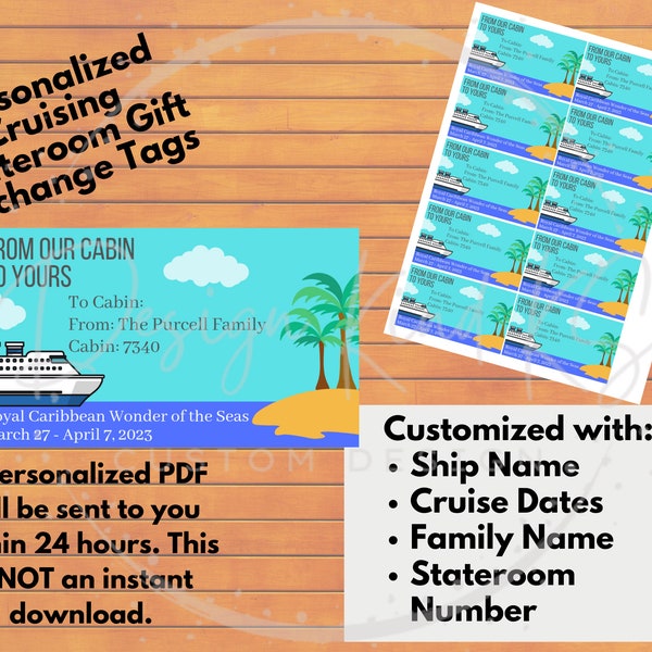 Stateroom/Cabin Cruise Gift Exchange Tags