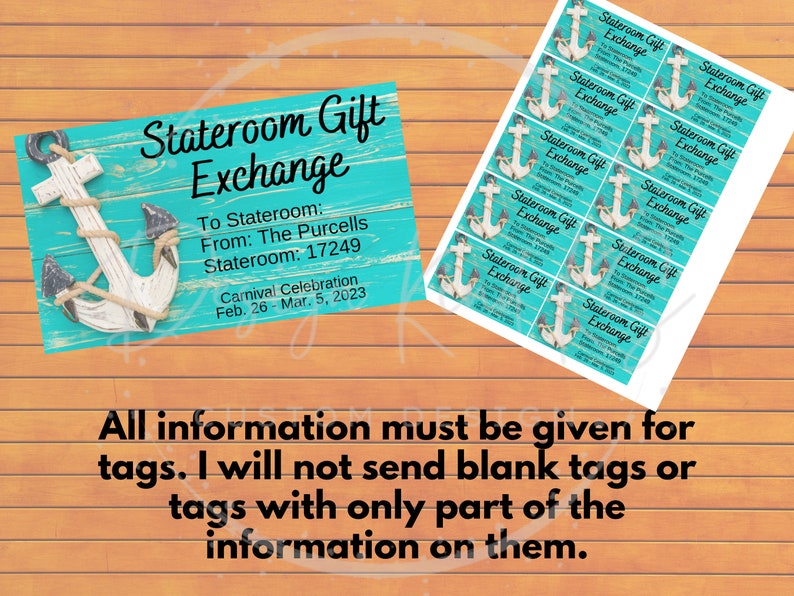 Anchor Stateroom/cabin Cruise Gift Exchange Tags - Etsy