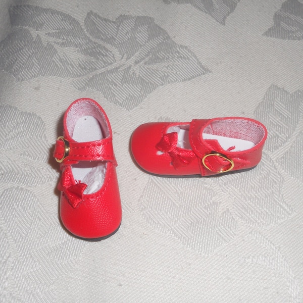 Red Monique 47mm  Side Ribbon Mary Jane Shoes Fits Helen Kish Bitty Bethany, Ann Estelle, Mary Hoyer