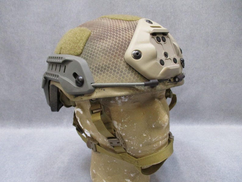 Arch Helmet Rails Custom Modified Advanced Combat Helmet ACH Medium W. Rails Shroud ...