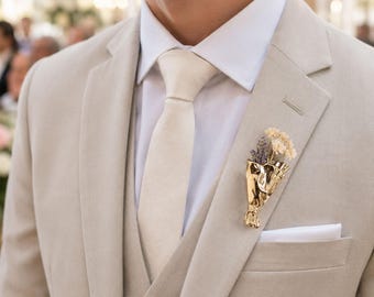 Broche de flor de metal moderno personalizado, broche de solapa artístico, broche de plata y oro, accesorio para abrigo o bufanda, regalos para padrinos de boda y damas de honor.