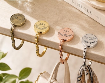 Personalized Engraved Purse Hook,Folding Handbag Hanger For Table,Portable travel bag Hook,Unique Wedding Favors,Anniversary,Bridesmaid Gift