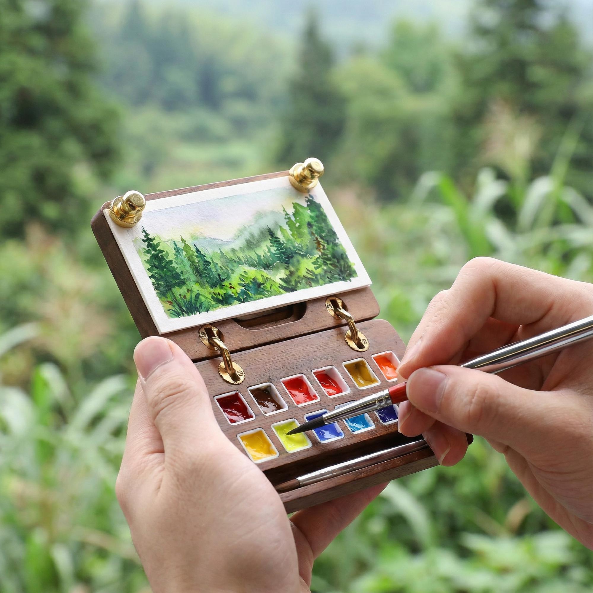 Custom Engraved Foldable Watercolor Paint Box With Leather Bag,retro ...