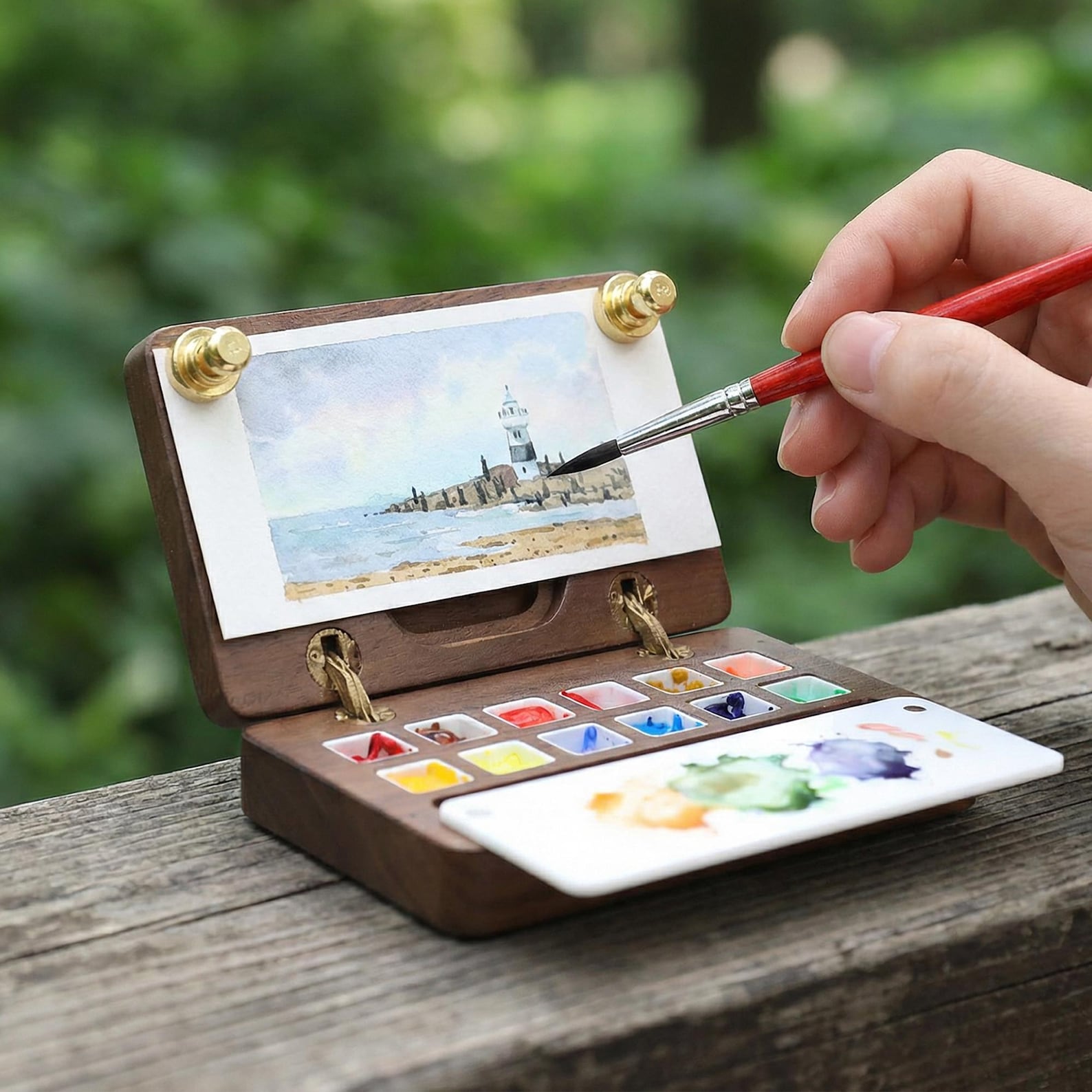 Custom Engraved Foldable Watercolor Paint Box With Leather Bag,retro ...
