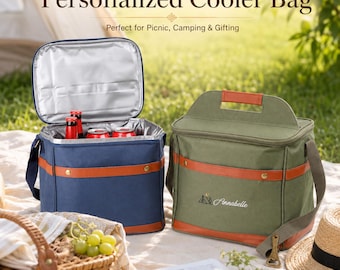 Custom Outdoor Insulated Bag, Outdoor Oxford Cloth Cooler Bag, Portable Lunch Bag with Personalized Embroidery, Birthday Gift for Him