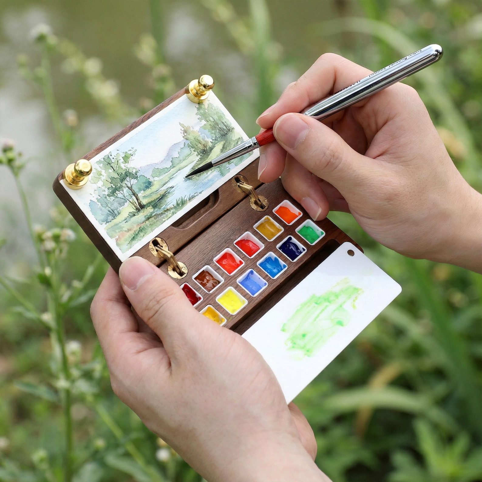 Custom Engraved Foldable Watercolor Paint Box With Leather Bag,retro ...