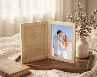 Marco de fotos plegable de madera personalizado, regalo de calendario grabado a medida, regalo de aniversario de bodas para parejas, regalos para recién nacidos, regalo de cumpleaños