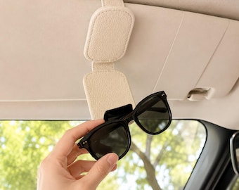 Soporte personalizado para gafas de sol en la visera del coche, clip magnético de cuero para gafas, nombre grabado a medida, regalo de cumpleaños para el conductor.