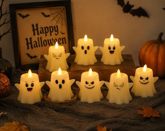 Customizable UV Printed Ghost LED Light,Halloween Ghost Decor,Cute Spooky Night Lamp,Personalized Desk Light,Haunted House Fall Decoration