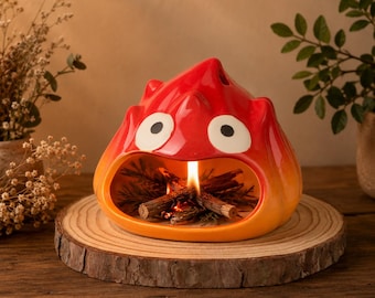 Handmade Ceramic Flame Fireplace, Mini Tabletop Fire Pit, Cute Fire Shape Burner, Cozy Home Decor, Rustic Fireplace Accent Gift