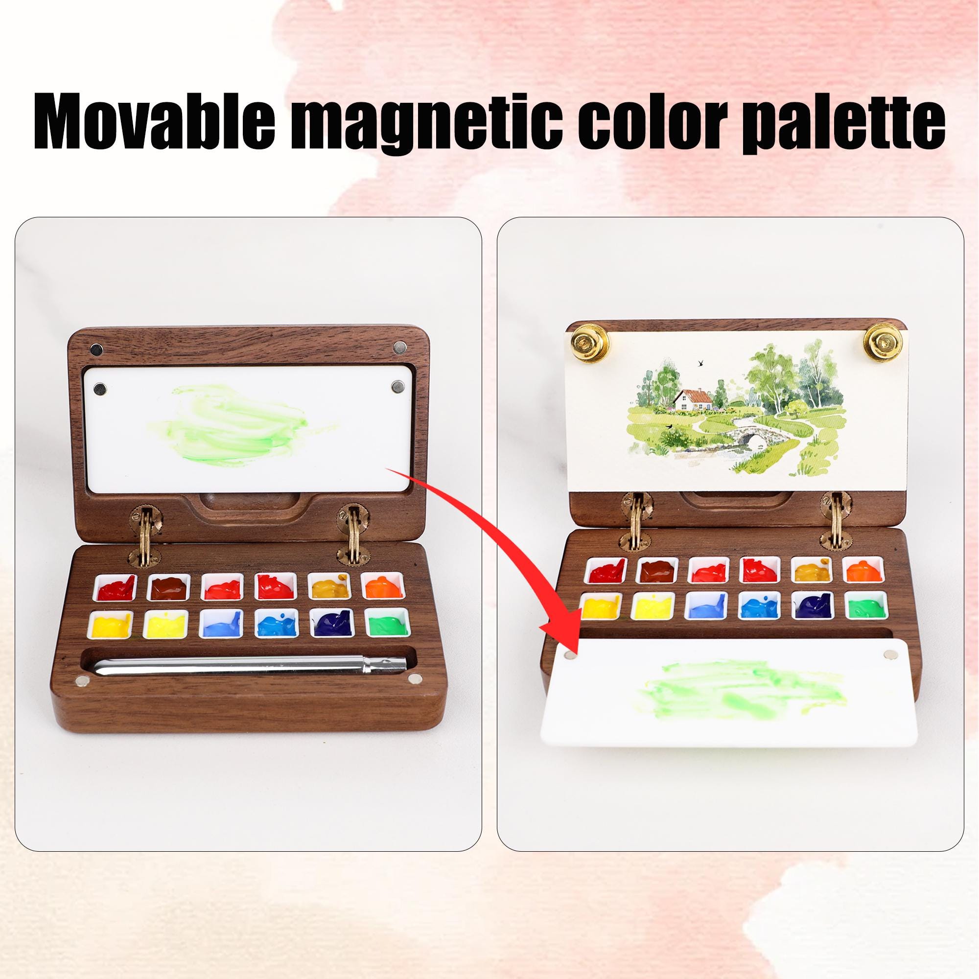 Custom Engraved Foldable Watercolor Paint Box With Leather Bag,retro ...