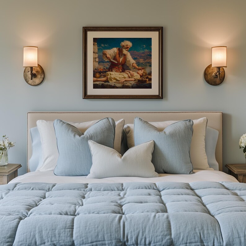 Vintage Abraham & Isaac Scene, Printable Biblical Wall Art - Dramatic ...