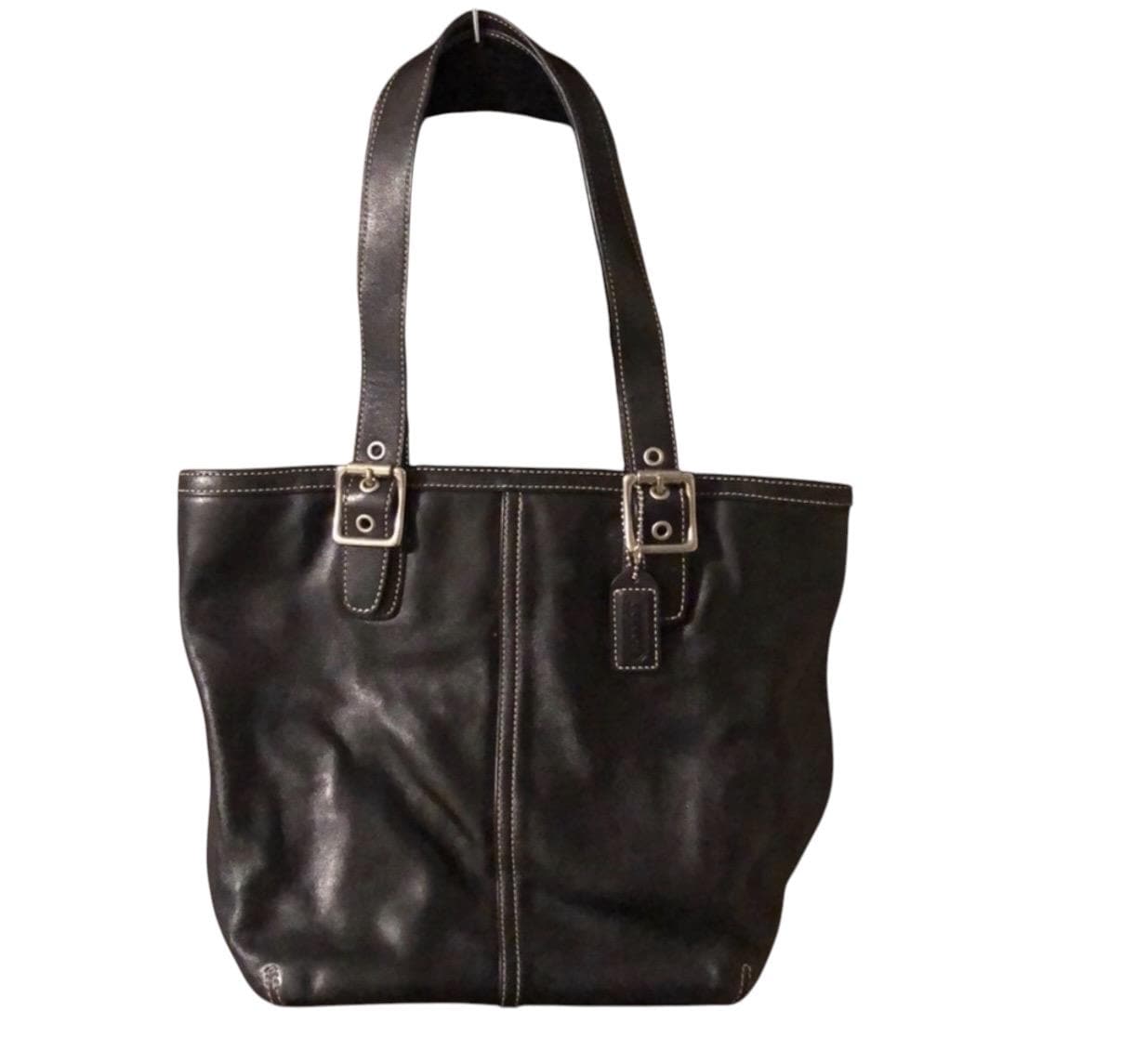 Vintage Coach Black Leather Tote Bag 9572 | Coach Shoulder Purse