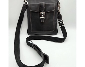 Vintage 1998 Black Coach Court Bag Black Leather Shoulder Bag