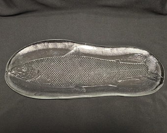 plateau de service à poisson en verre Kosta Boda vintage des années 1970 - Göran et Ann Wärff