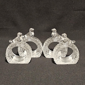 Vintage Hofbauer Collection "The Byrdes" 24% Lead Crystal Napkin Rings - Made in W. Germany
