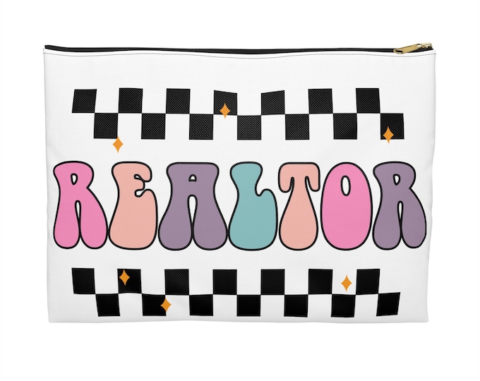 Real Estate Agent Accessory Pouch | Floral Script Makeup Bag