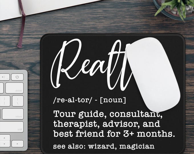 Realtor definition typography Gaming Mouse Pad | Realtor desk accessory