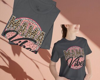 Mama Vibes T-Shirt | Leopard Rosa Kreis Grafik
