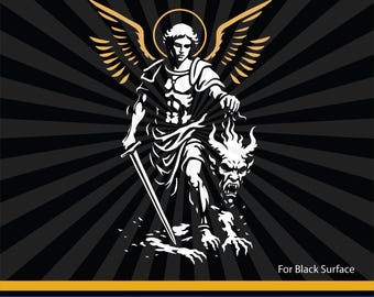 大天使ミカエル（SVG）、悪に打ち勝つ聖ミカエル（DXF）、PNG、Jpg