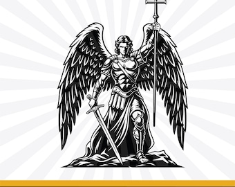 大天使ミカエル（SVG）、悪に打ち勝つ聖ミカエル（DXF）、PNG、Jpg