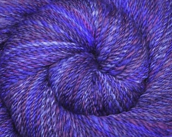 Hand spun yarn, 230 yards - Hand painted Silk / BFL wool, Worsted weight - Amethyst Ring