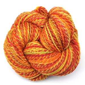 Handspun yarn, 290 yards - Hand painted South American wool, DK weight - Oranges & Lemons