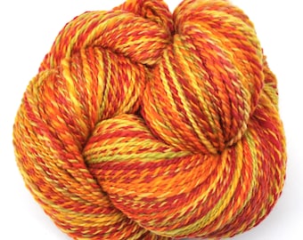Handspun yarn, 290 yards - Hand painted South American wool, DK weight - Oranges & Lemons