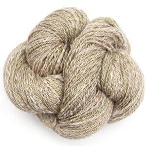 May include: A skein of yarn in a light brown color with a subtle fleck of white throughout.