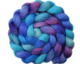 Hand dyed roving - Norwegian Lustre wool spinning fiber - 4.3 ounces - Seafarers 1