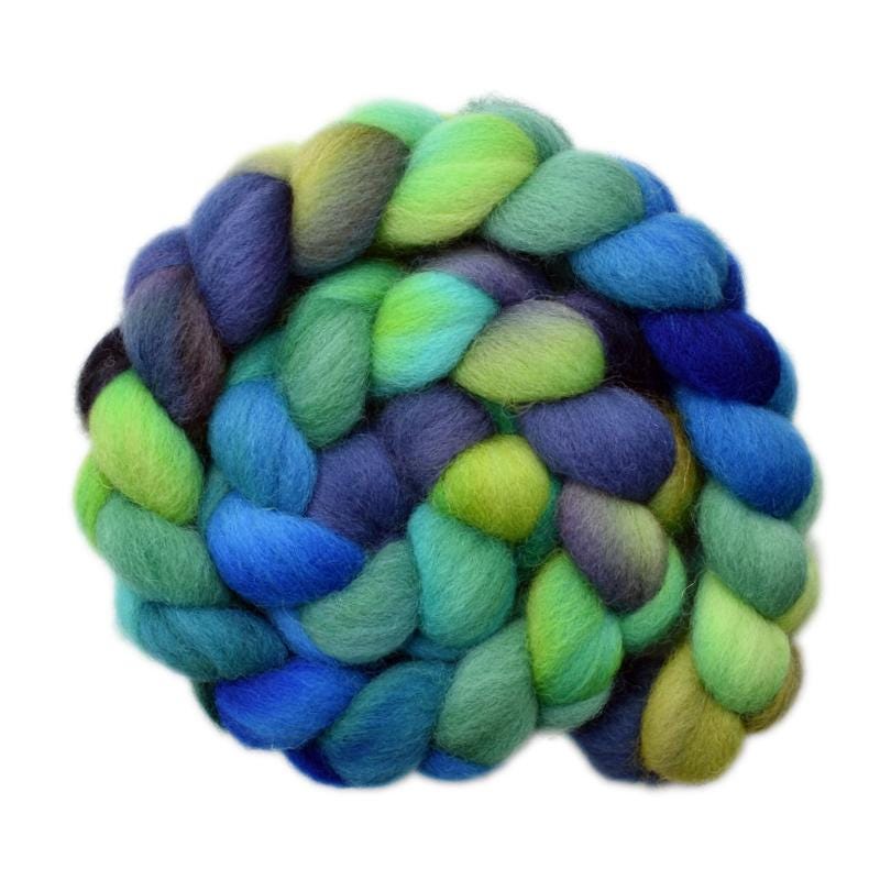 Hand dyed roving - Lleyn wool spinning fiber, 4.2 ounces - On the Way 2