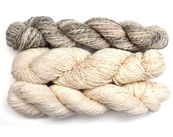 Handspun yarn - Luxury Yarn Packs for Adventurous Knitters - 455 yards - Arctic Fox Pack - White & Gray