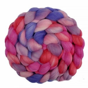 Hand dyed roving - Silk / Merino wool 20/80% spinning fiber - 4.1 ounces - Priority 1