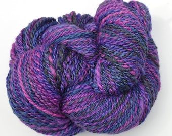 Handspun yarn, 260 yards - Hand painted Silk & Wool, worsted weight - Urgent Message