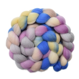 Hand dyed roving - Targhee wool combed top spinning fiber - 4.1 ounces - Playpen 2