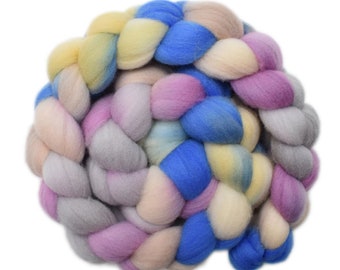 Hand dyed roving - Targhee wool combed top spinning fiber - 4.1 ounces - Playpen 2