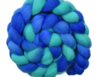 Hand dyed roving - Lleyn wool spinning fiber, 4.1 ounces - Cardigan Bay 2
