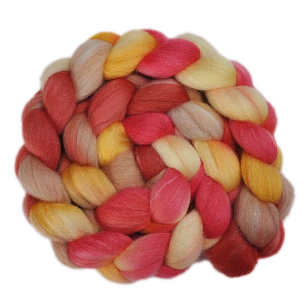 Hand painted roving - Silk / Falkland wool spinning fiber - 4.2 ounces - Small Courtesies 1