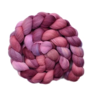 Hand dyed roving - 20.5μ Merino wool combed top spinning fiber - 4.1 ounces - Quiet Love 2