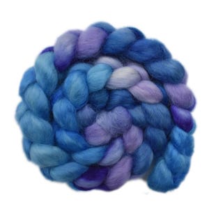 Hand painted roving - Teeswater wool spinning fiber - 4.3 ounces - Swirling Sky