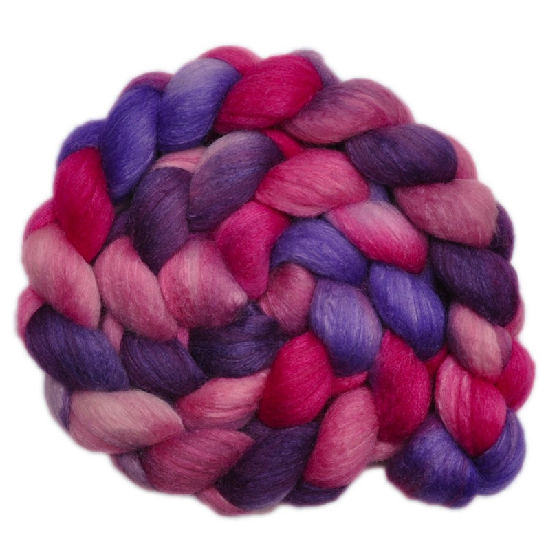 Silk Polwarth 4060/% wool roving Hand dyed roving 4.0 ounces Tears of Joy 2
