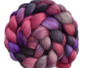 Hand Painted Roving - Faroe Island wool spinning fiber - 4.0 ounces - Checking it Off 1