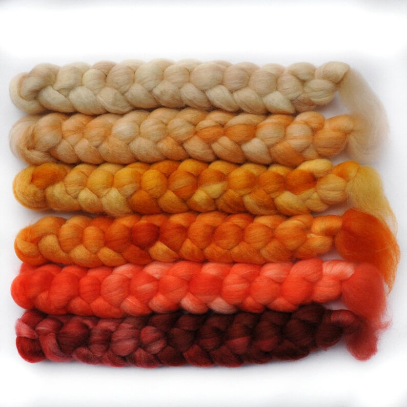 Hand Dyed Roving Silk Merino Wool 20 80 Spinning Fiber Image 0