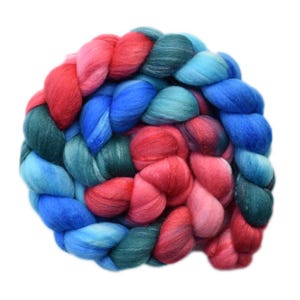 Hand dyed roving - Silk / Merino wool 20/80% spinning fiber - 4.2 ounces - Sharp Eyed