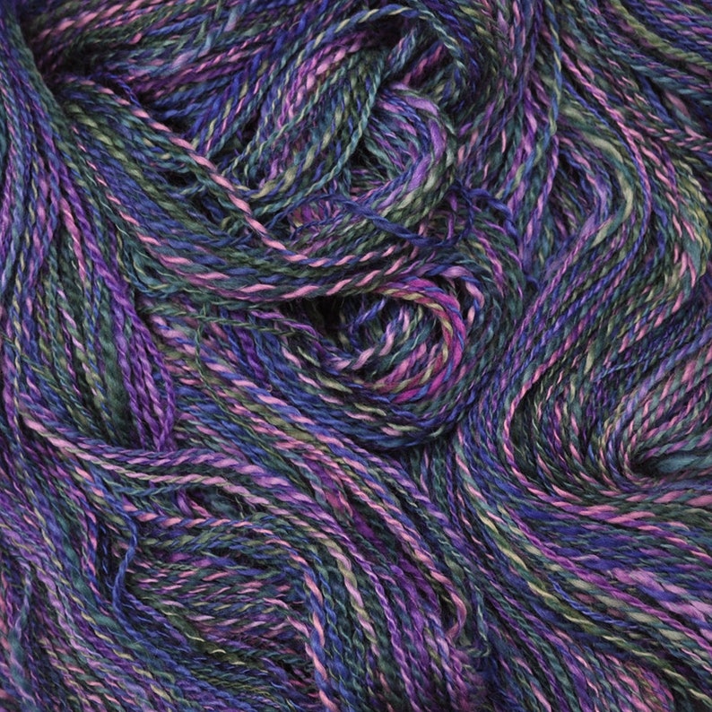 Hand spun yarn DK weight Parasol Hand painted Silk Falkland wool 410 yards
