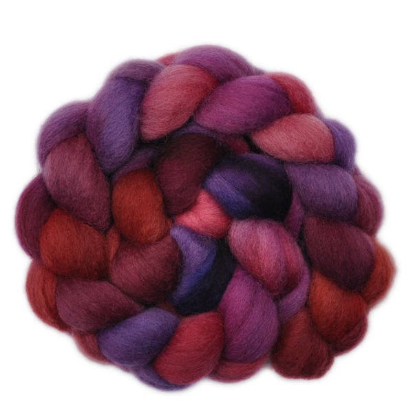 Hand painted roving - Corriedale Cross wool spinning fiber - 4.0 ounces -  Blood Brothers 2