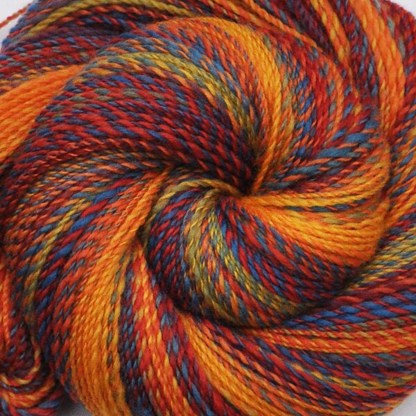 Handspun yarn - SUNFLOWER SONG - Merino wool yarn, ffingering weight, 410 yards
