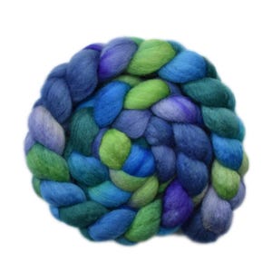 Hand painted roving - BFL wool spinning fiber, 4.3 ounces - Steady State 1