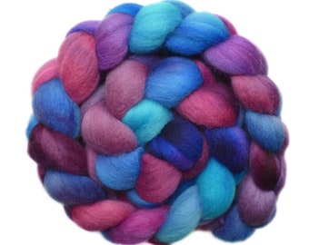 Hand dyed roving - Punta Arenas wool spinning fiber, 4.2 ounces - Radiant Gems 1